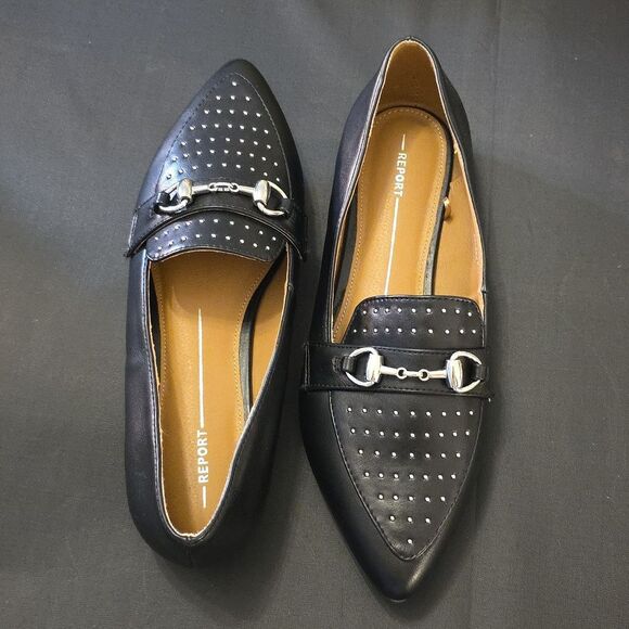 BRAND NEW REPORT RENDER LOAFERS WITH SILVER DETAILING DESIGN FLAT - Picture 6 of 15